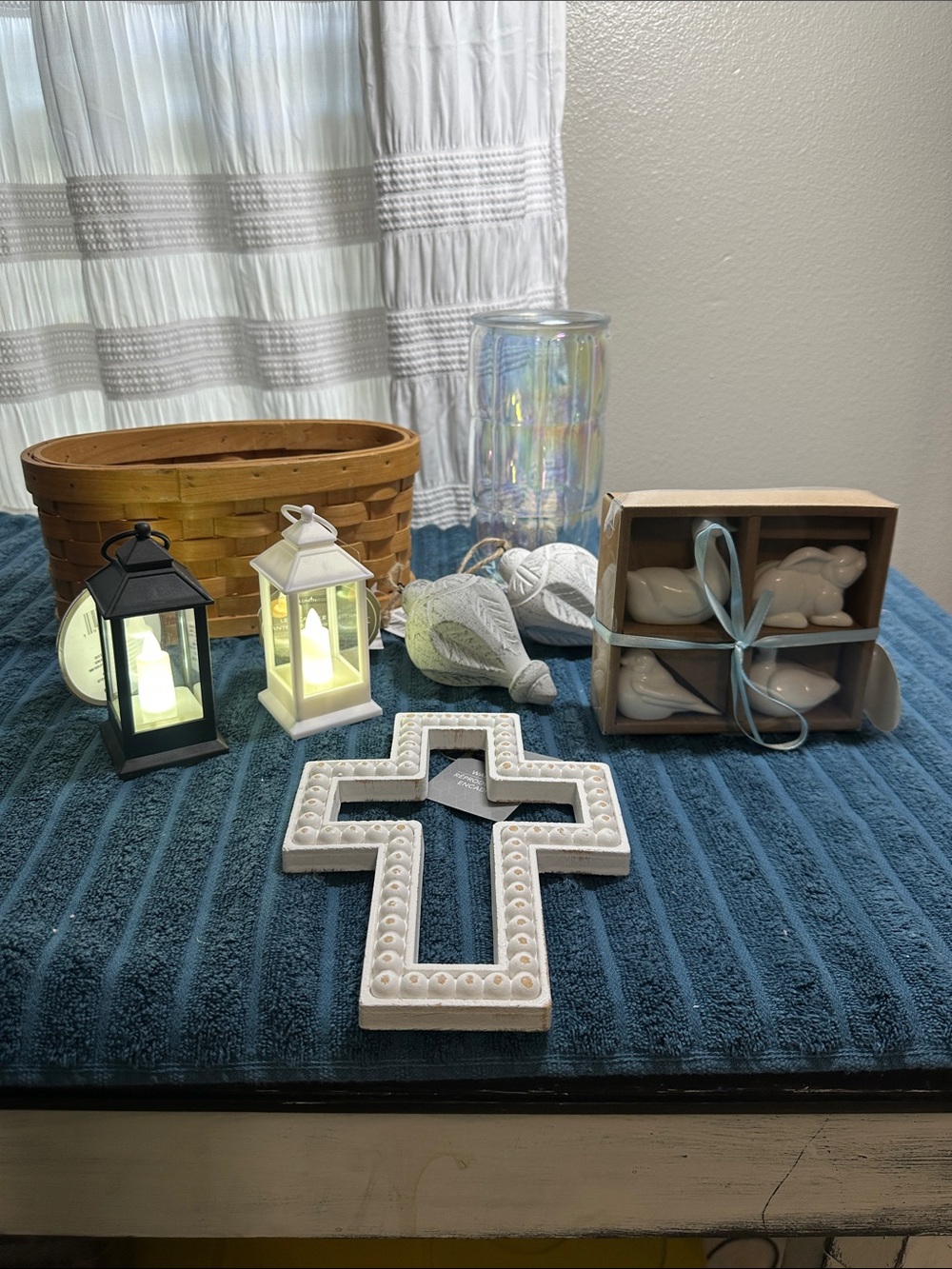 White Beaded Decorative Wall Cross bundle of 9 items NWT
